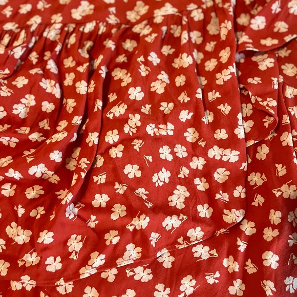 Madewell Happy Hibiscus Ruffle Faux Wrap Midi Skirt, Size 6 - Picture 5 of 12